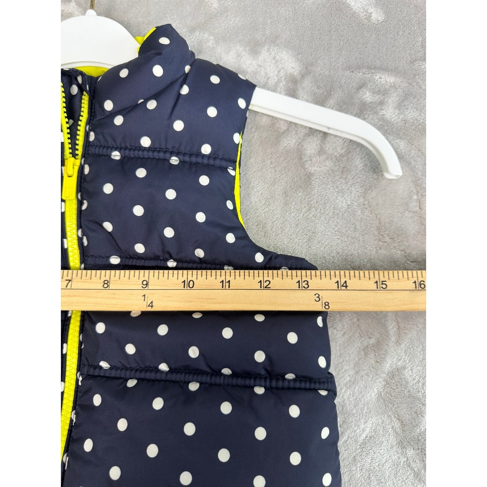 Baby GAP Kids 3 Years Toddler Navy Blue Polka Dot Puffer Vest Yellow Lining